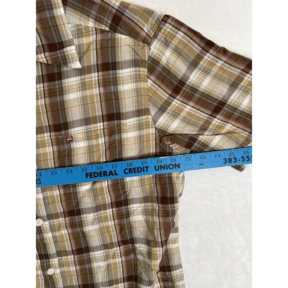 Vintage Quiksilver Short Sleeve Plaid Shirt Brown Surfing Y2K Size Medium - Picture 4 of 7